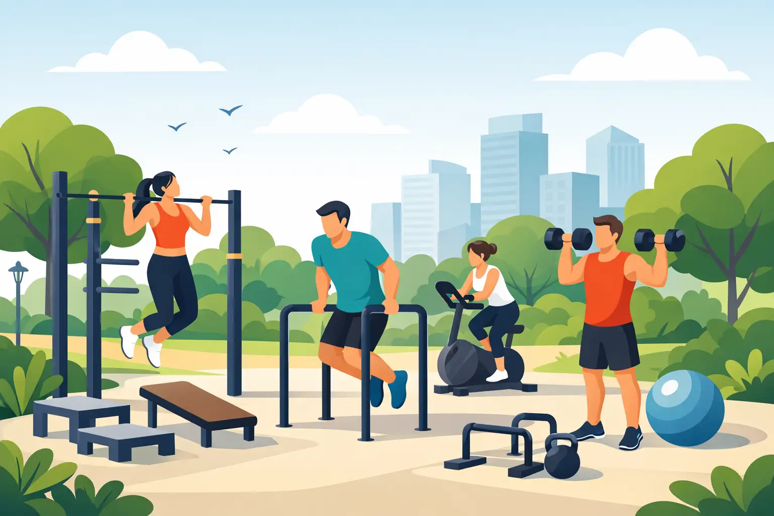 Gimnasios al aire libre para espacios activos