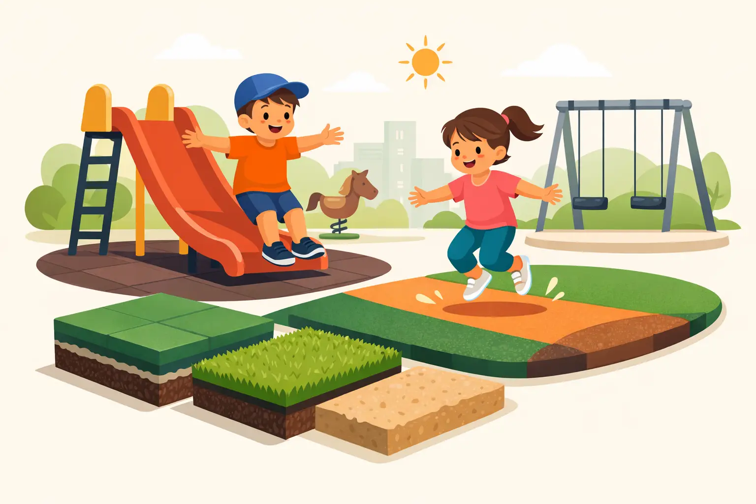 Qué piso protege caídas infantiles en parques