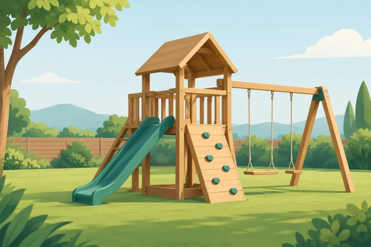 Juegos infantiles en madera para espacios duraderos