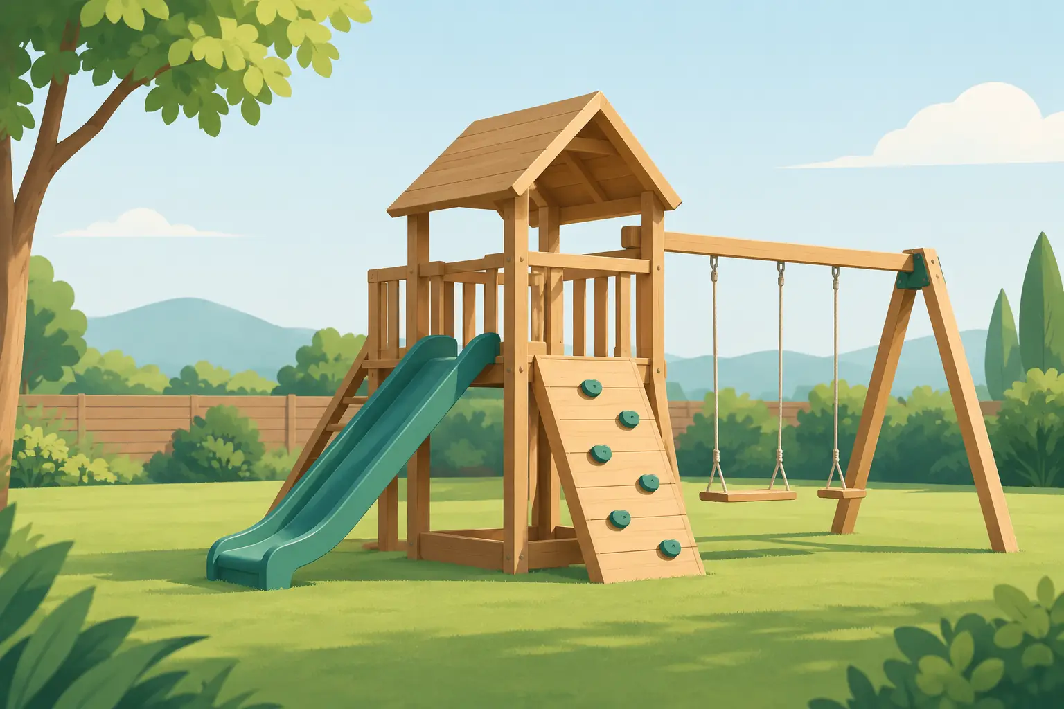 Juegos infantiles en madera para espacios duraderos